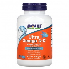 Антиоксидант NOW Ultra Omega 3-D 90 капсул